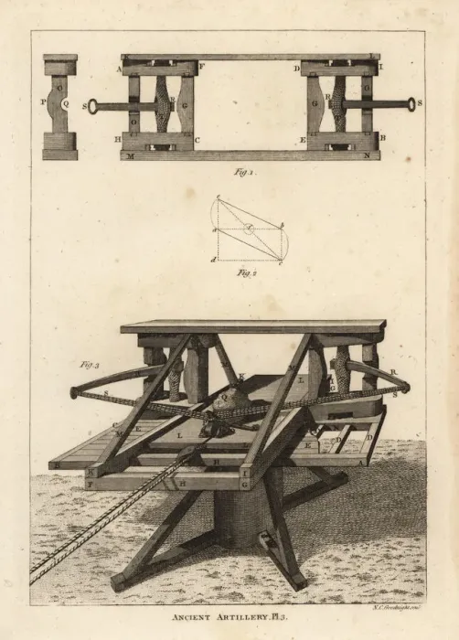 Framed Print : The balista. Ancient machine for projecting stones Framed Print : The balista. Ancient machine for projecting stones
