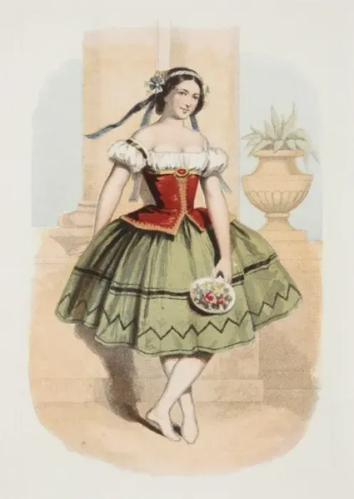 Framed Print : Ballerina. A ballerina wearing a folk or peasant-inspired costume poses Framed Print : Ballerina. A ballerina wearing a folk or peasant-inspired costume poses