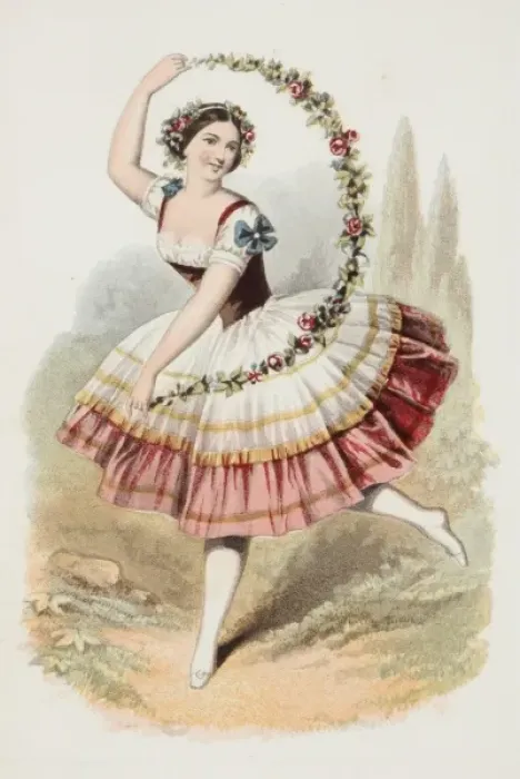 Framed Print : Ballerina. A happy looking ballerina dances in a folk-inspired costume Framed Print : Ballerina. A happy looking ballerina dances in a folk-inspired costume