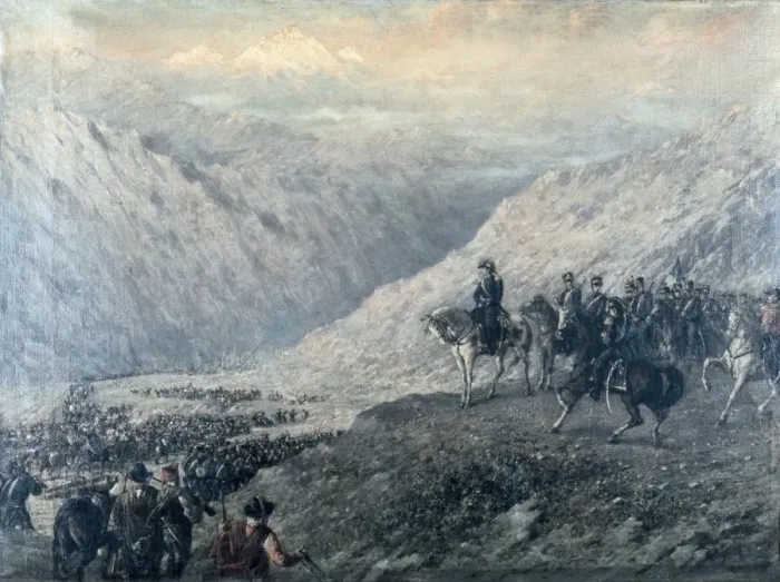 Framed Print : BALLERINI, Augusto (1857-1897). The Andes Pass Framed Print : BALLERINI, Augusto (1857-1897). The Andes Pass