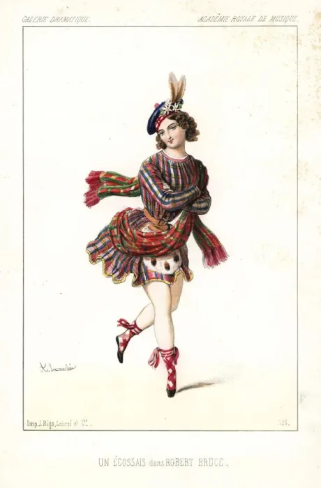 Framed Print : Ballet dancer in Scottish costume in Robert Bruce, 1846 Framed Print : Ballet dancer in Scottish costume in Robert Bruce, 1846