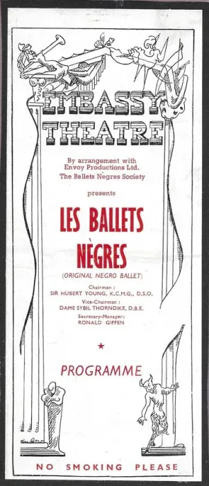Framed Print : Ballets Negres (flyer for Embassy Theatre) Framed Print : Ballets Negres (flyer for Embassy Theatre)
