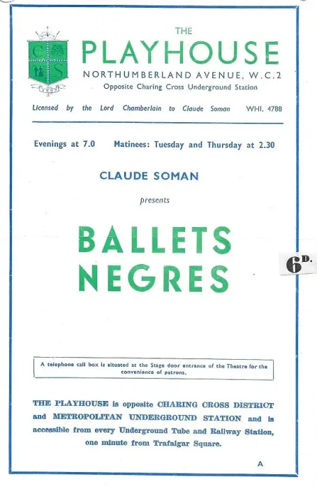 Framed Print : Ballets Negres (programme for The Playhouse theatre) Framed Print : Ballets Negres (programme for The Playhouse theatre)
