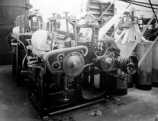 Balling machine in a woollen mill in Bradford