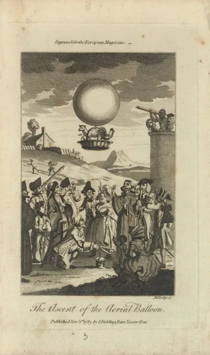 Framed Print : Balloon ascending with animal passengers Framed Print : Balloon ascending with animal passengers