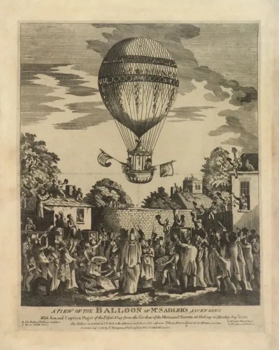 Framed Print : Balloon ascending with Sadler and Paget Framed Print : Balloon ascending with Sadler and Paget