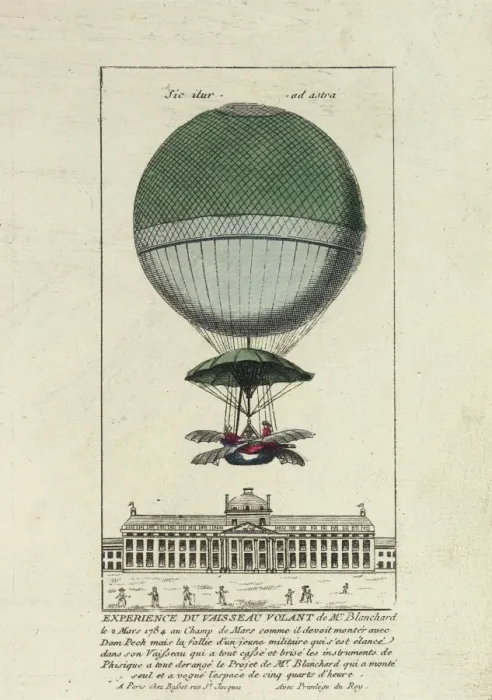 Framed Print : Balloon ascent by Blanchard, Champ de Mars, Paris Framed Print : Balloon ascent by Blanchard, Champ de Mars, Paris