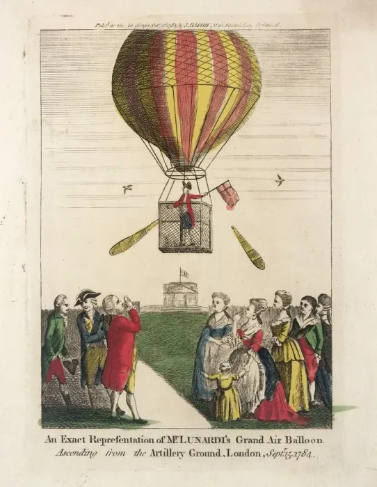 Framed Print : Balloon ascent of Lunardi, Artillery Ground Framed Print : Balloon ascent of Lunardi, Artillery Ground