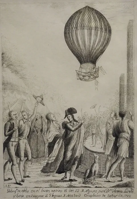 Framed Print : Balloon ascent of Vicente Lunardi (1754-1806) Framed Print : Balloon ascent of Vicente Lunardi (1754-1806)