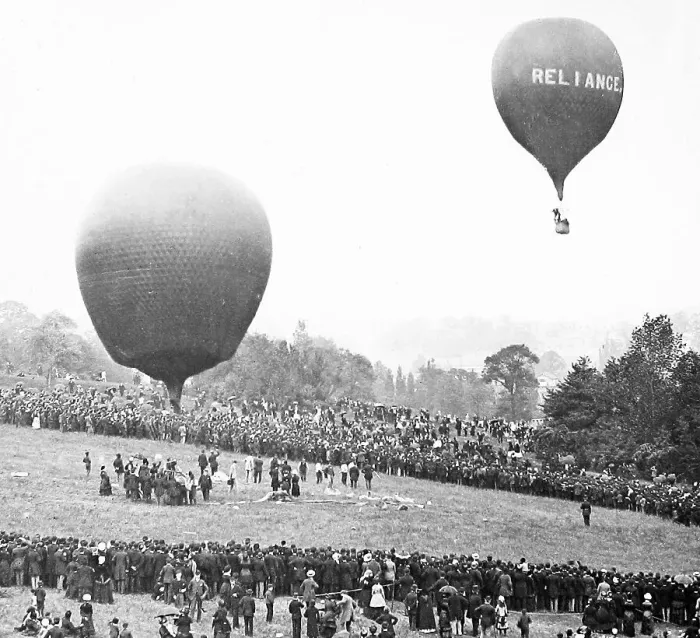 Framed Print : Balloon Demonstration Victorian period Framed Print : Balloon Demonstration Victorian period
