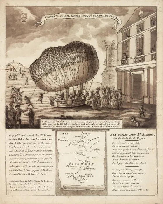 Framed Print : Balloon descent, Chateau de Beuvri, France Framed Print : Balloon descent, Chateau de Beuvri, France