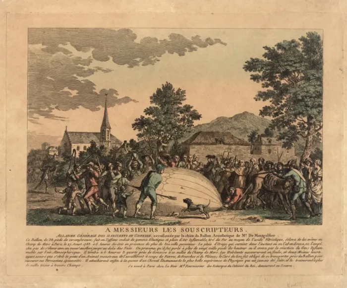 Framed Print : Balloon descent at Gonesse, France Framed Print : Balloon descent at Gonesse, France