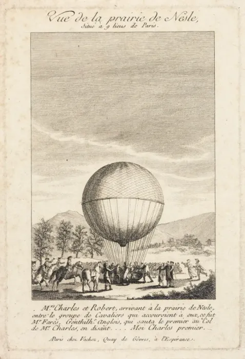 Framed Print : Balloon descent, Prairie de Nesle, France Framed Print : Balloon descent, Prairie de Nesle, France