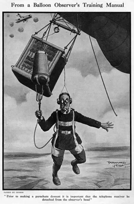 Framed Print : From a Balloon Observers Training Manual, WW1 cartoon Framed Print : From a Balloon Observers Training Manual, WW1 cartoon