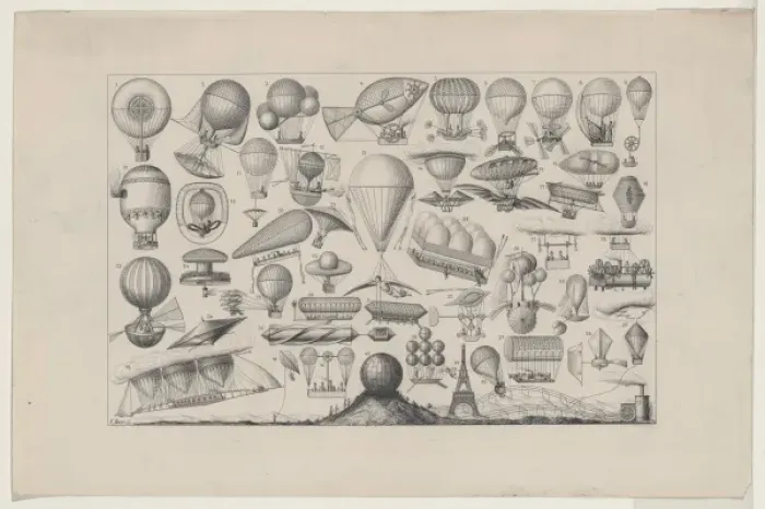 Framed Print : Balloons, airships, and other flying machines designed with Framed Print : Balloons, airships, and other flying machines designed with