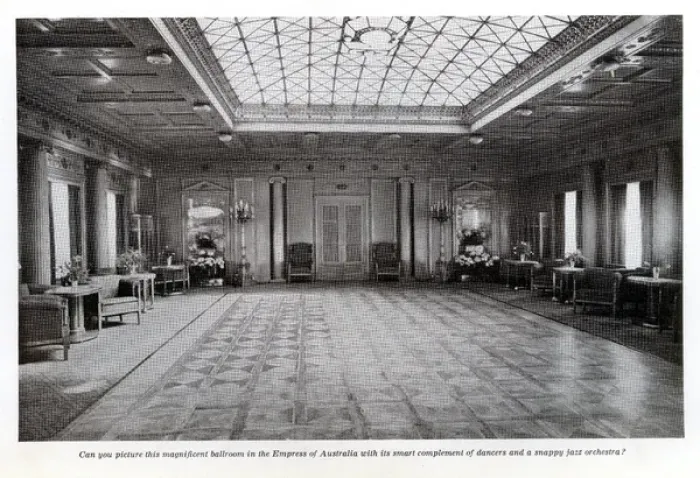 Framed Print : Ballroom on cruise liner, Empress of Australia Framed Print : Ballroom on cruise liner, Empress of Australia