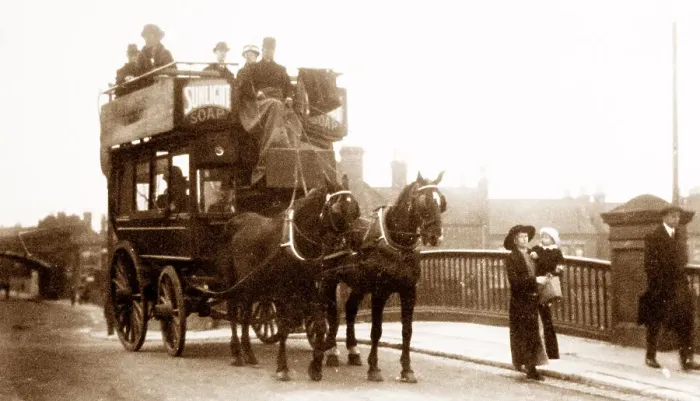 Framed Print : Bamford Horse Bus in Nottingham in 1908 Framed Print : Bamford Horse Bus in Nottingham in 1908