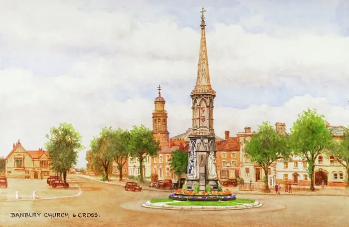 Framed Print : Banbury Church and Cross, Oxfordshire Framed Print : Banbury Church and Cross, Oxfordshire