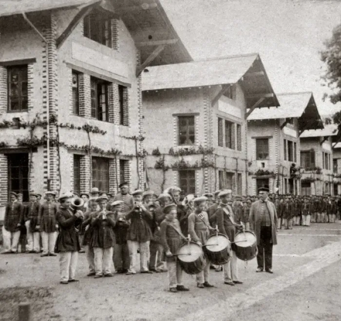 Framed Print : Band and parade at Mettray Colony, France Framed Print : Band and parade at Mettray Colony, France