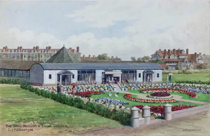 Framed Print : Band Pavilion and Sunk Garden, Littlehampton, Sussex Framed Print : Band Pavilion and Sunk Garden, Littlehampton, Sussex