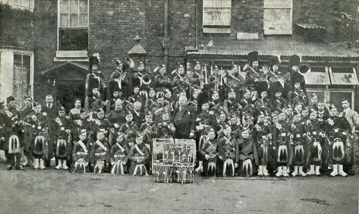 Framed Print : Band and Pipers at Gordon Boys Orphanage, Dover, Kent Framed Print : Band and Pipers at Gordon Boys Orphanage, Dover, Kent