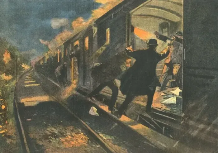 Framed Print : Bandits Attack Train / C20 Framed Print : Bandits Attack Train / C20