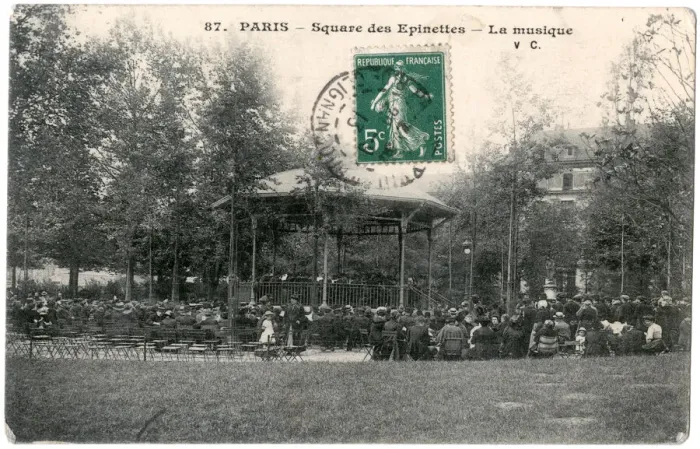Framed Print : Bandstand concert, Square des Epinettes, Paris, France Framed Print : Bandstand concert, Square des Epinettes, Paris, France