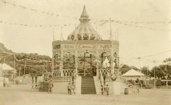 Framed Print : Bandstand decorated for 1911 Coronation, Gibraltar Framed Print : Bandstand decorated for 1911 Coronation, Gibraltar