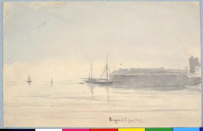 Framed Print : Bangor (1849). Moore, James 1819 - 1883. Date: 1849 Framed Print : Bangor (1849). Moore, James 1819 - 1883. Date: 1849