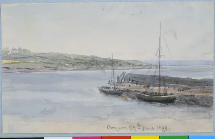 Framed Print : Bangor (1849). Moore, James 1819 - 1883. Date: 1849 Framed Print : Bangor (1849). Moore, James 1819 - 1883. Date: 1849