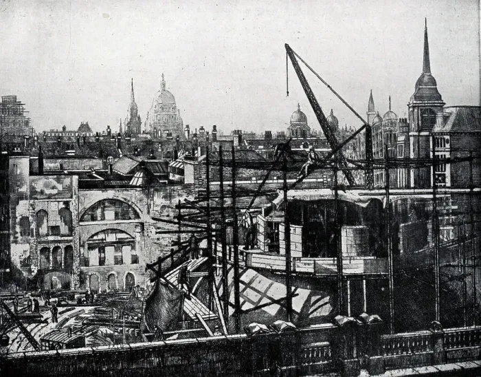 Framed Print : The Bank of England Rebuilding 1929 Framed Print : The Bank of England Rebuilding 1929
