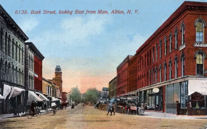 Framed Print : Bank Street, Albion, New York State, USA Framed Print : Bank Street, Albion, New York State, USA