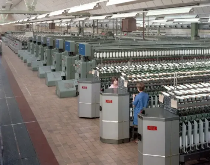 Framed Print : Banks of Winding machines for acrylic yarn Framed Print : Banks of Winding machines for acrylic yarn