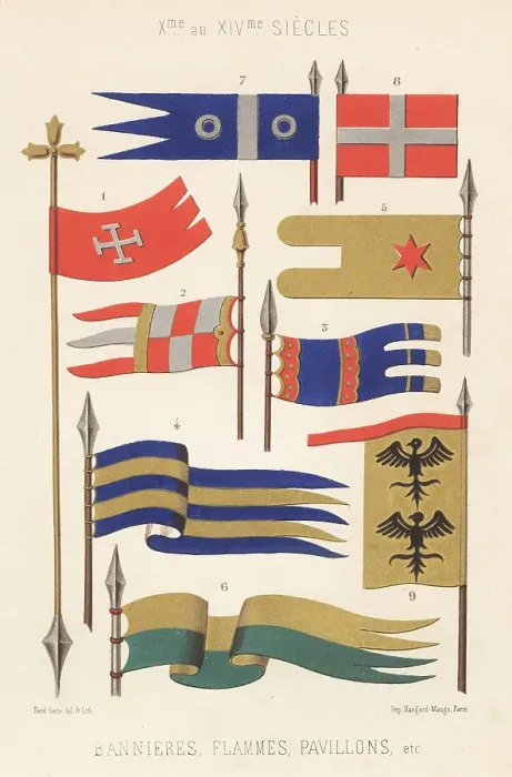 Framed Print : Banners, pennants, ensigns, 10th to 14th century Framed Print : Banners, pennants, ensigns, 10th to 14th century