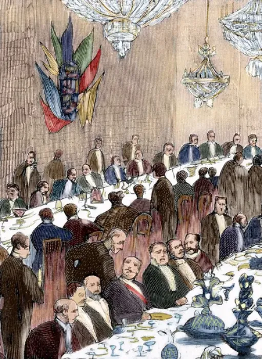 Framed Print : Banquet. Engraving. 20th century Framed Print : Banquet. Engraving. 20th century