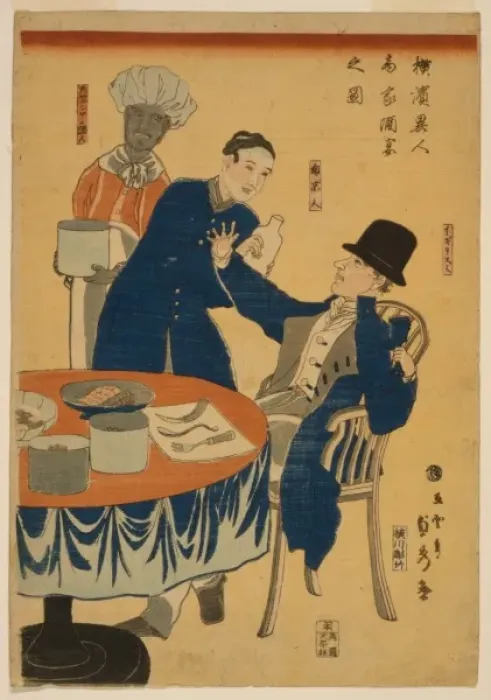 Framed Print : Banquet at a foreign mercantile house in Yokohama Framed Print : Banquet at a foreign mercantile house in Yokohama