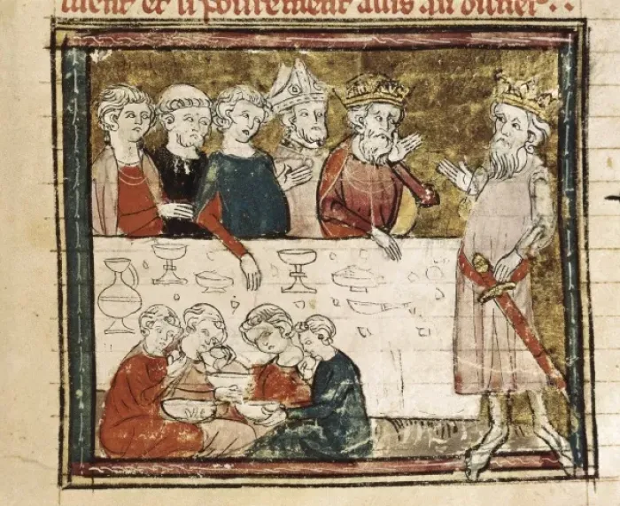 Framed Print : Banquet. Illustration from Grandes Chroniques Framed Print : Banquet. Illustration from Grandes Chroniques