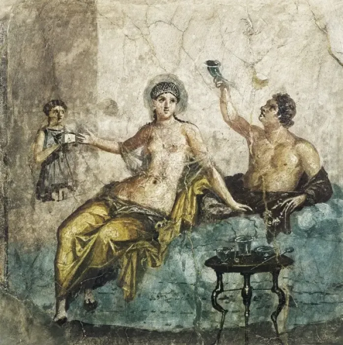 Framed Print : Banquet scene. 1st c. Roman art. Early Empire Framed Print : Banquet scene. 1st c. Roman art. Early Empire