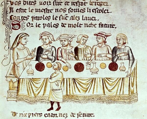 Banquet scene. Illustration of the epic poem