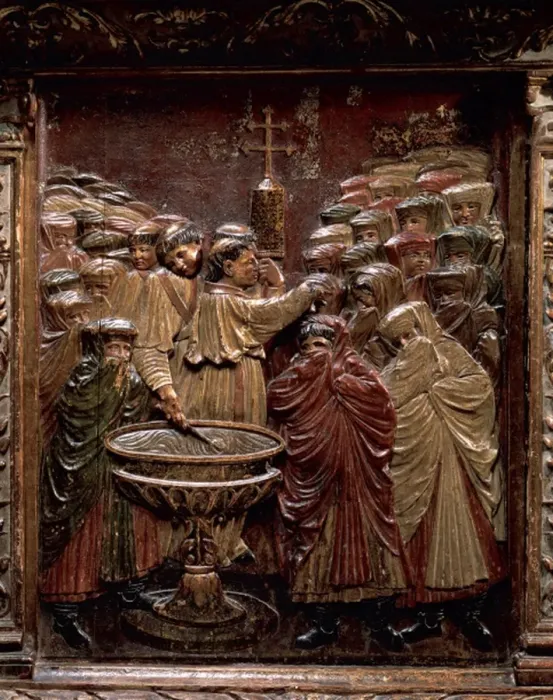 Framed Print : The baptism of the Moorish of the Kingdom of Granada. Polych Framed Print : The baptism of the Moorish of the Kingdom of Granada. Polych