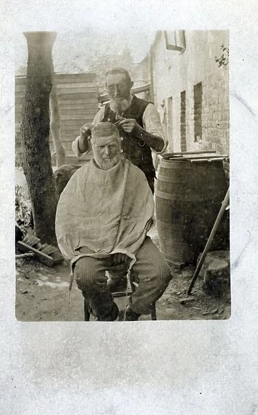 Barber, England. Date: 1900s