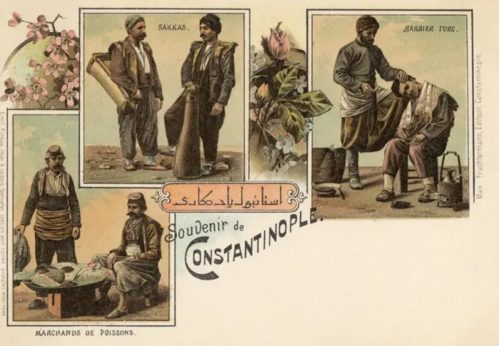 Framed Print : Barber, Water Carriers, Fishmonger, Istanbul, Turkey Framed Print : Barber, Water Carriers, Fishmonger, Istanbul, Turkey