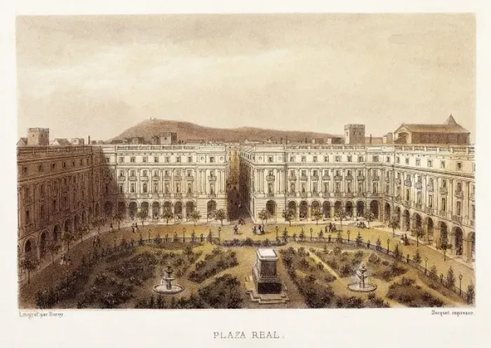 Framed Print : Barcelona (19th c. ). Royal Square. Litography Framed Print : Barcelona (19th c. ). Royal Square. Litography