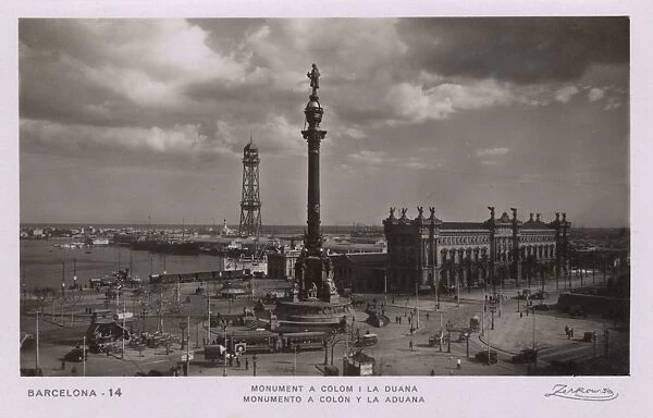 Barcelona, Spain, Columbus Monument and Old Customs Building