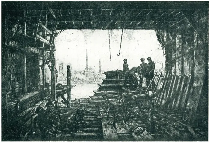 Framed Print : Barge Builders Framed Print : Barge Builders