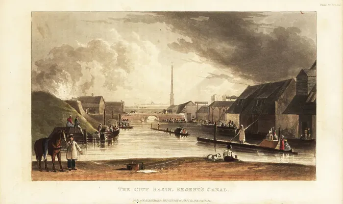Framed Print : Barges and other boats at the City Basin, Regent's Canal, Lond