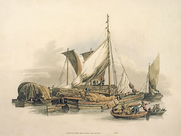 Barges by William Henry Pyne 1805