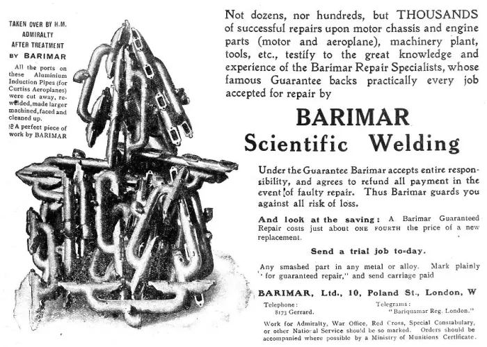 Framed Print : Barimar Scientific Welding 1916 Advert Framed Print : Barimar Scientific Welding 1916 Advert