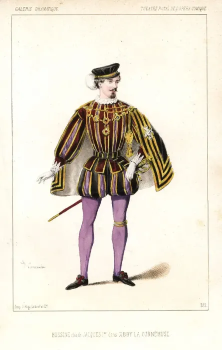Framed Print : Baritone singer Bussine as Jacques I in Gibby Framed Print : Baritone singer Bussine as Jacques I in Gibby