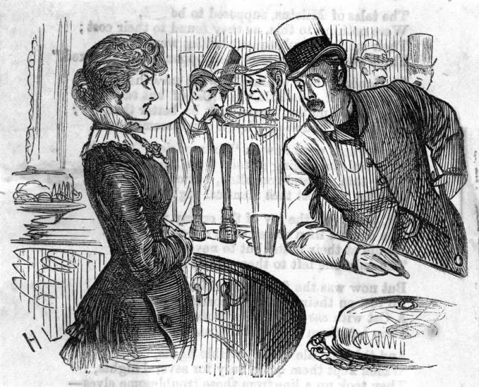 Framed Print : BARMAID AND CUSTOMER Framed Print : BARMAID AND CUSTOMER